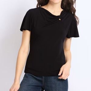 Montgomery Post Jennie SS Cutout Knit Shirt Black Large NWT STITCH FIX